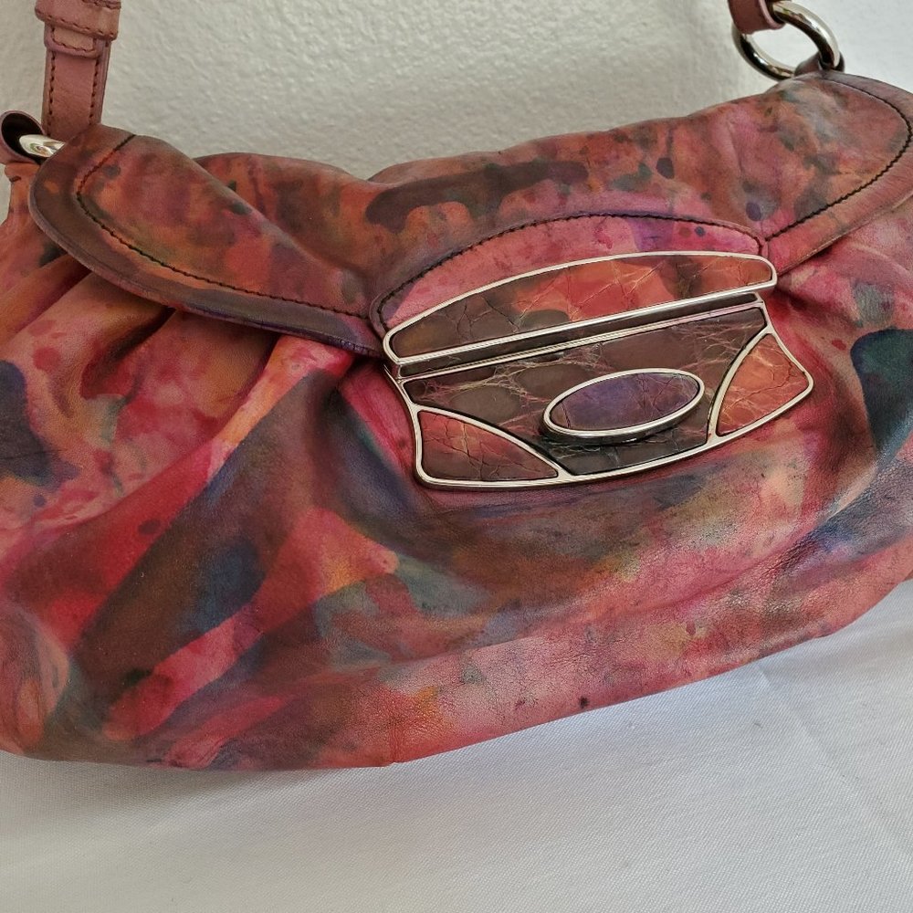 PRADA small leather purse shoulder bag crocodile alligator pink red blue purple